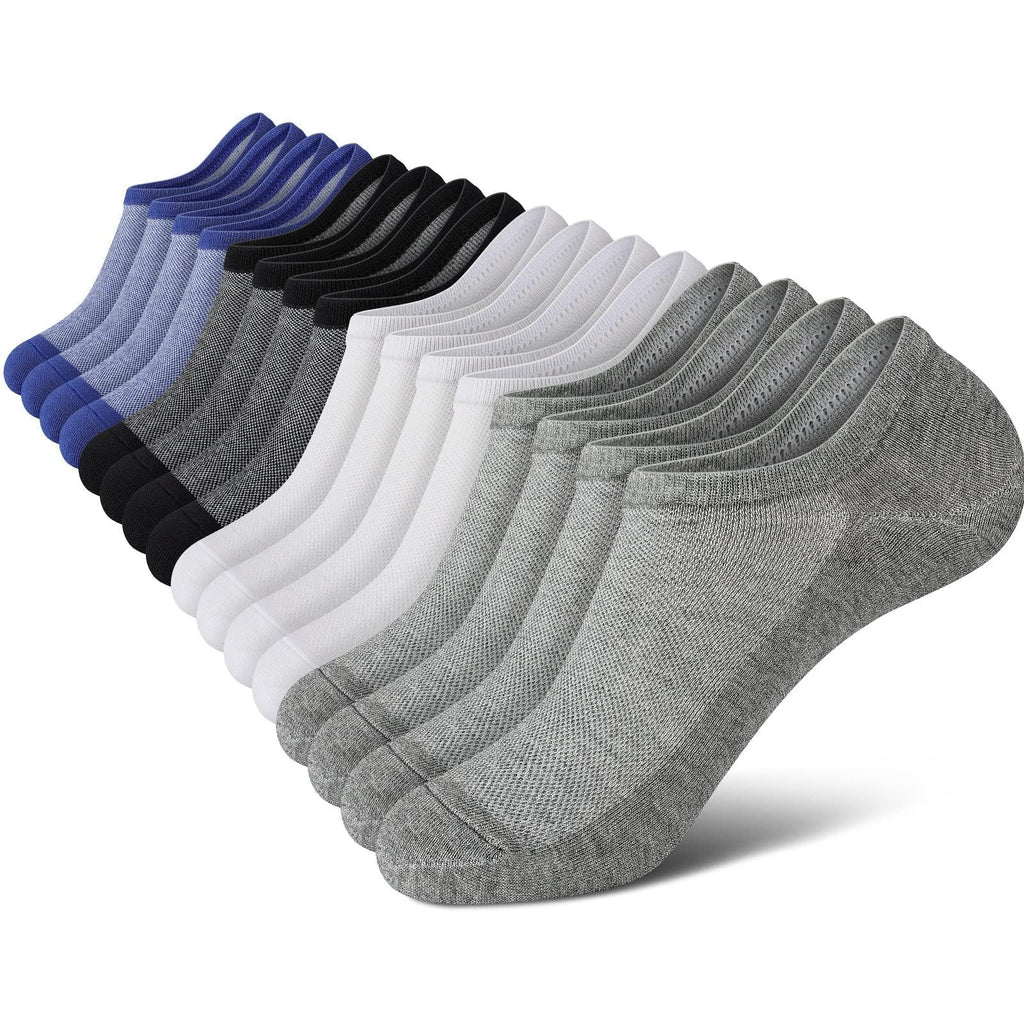 No Show Socks Men, Low Cut Ankle Short Casual Cotton Socks with Non Slip Grips 6-10/11-13