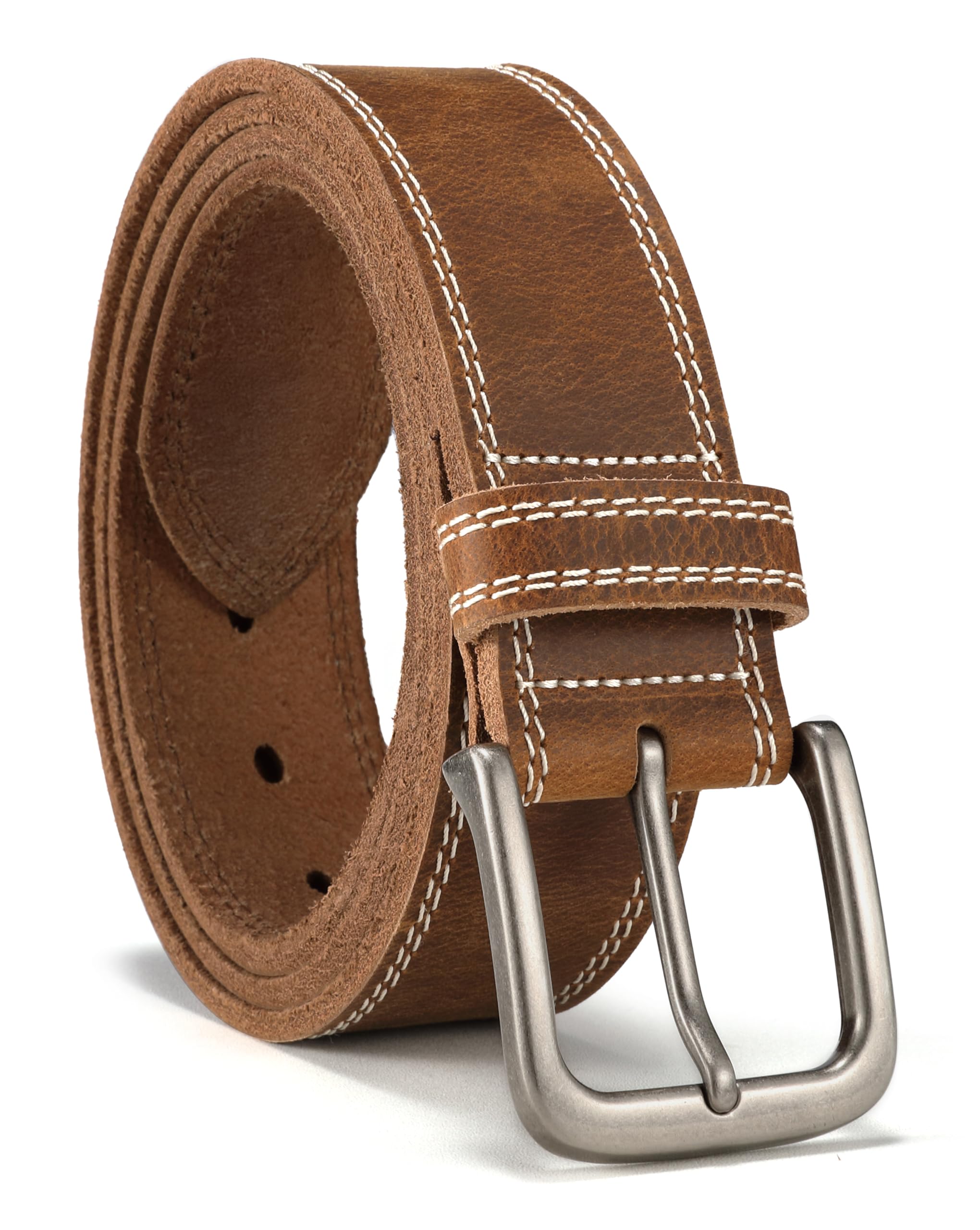 Mens Belts Casual for Jeans - Full-Grain Leather, Durable Cowhide | Solid Buckle, Classic Style, Handmade, Daily Wear, Gift Box