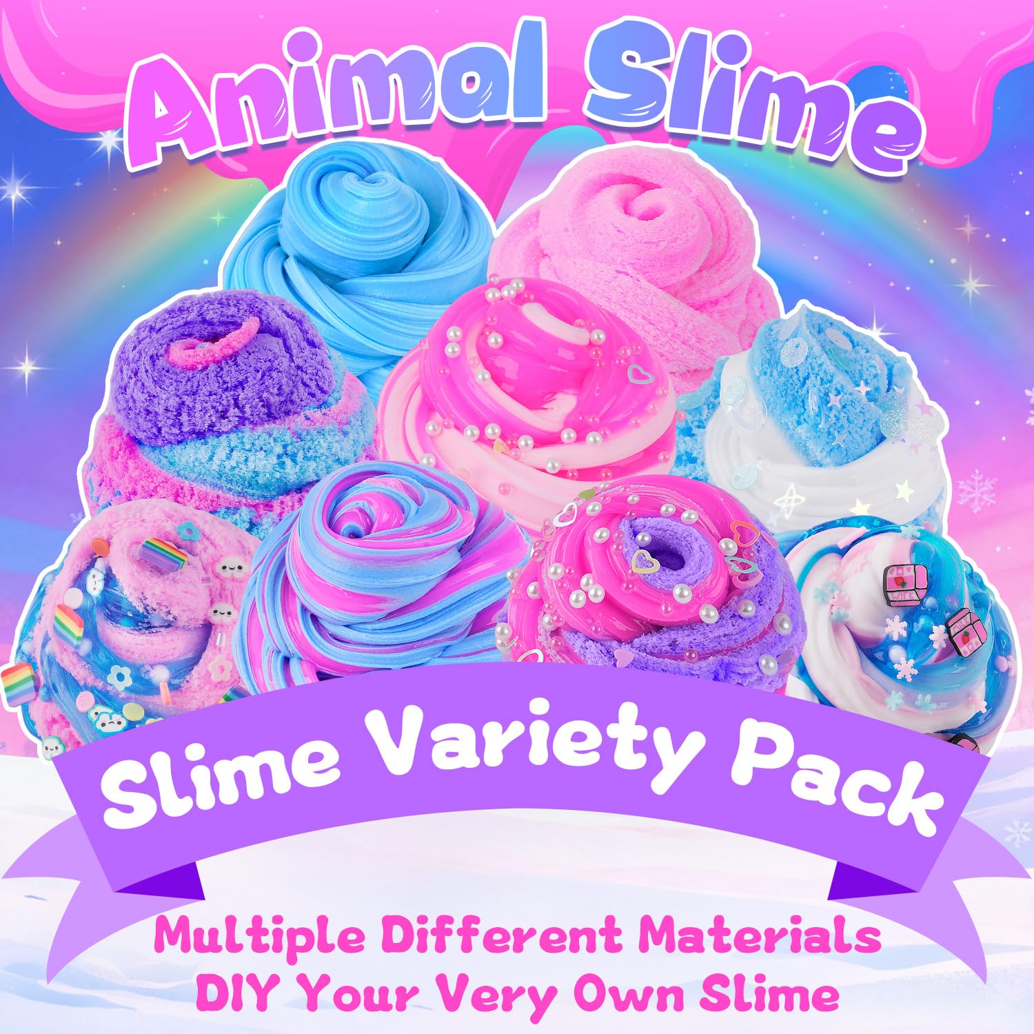 6 Pack Slimes, Pink Slime Kids, Cloud Slime kit for Girls Ages 8-12, Toys for Girls and Boys, for Kids Slime Set Party kit Goodie Bag Stuffers, 4 5 6 7 8 9 10 Year Old Girl Birthday Gift Cute Stuff