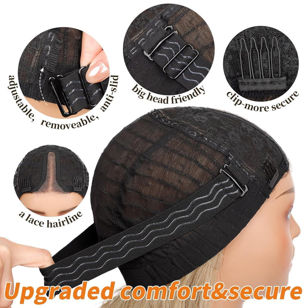 Long Brown Mixed Blonde Wavy Wig 4x1 Lace Natural Hairline Middle Part Curly Heat-Resistant Synthetic Fiber for Women & Beginners Daily Party Use 26In