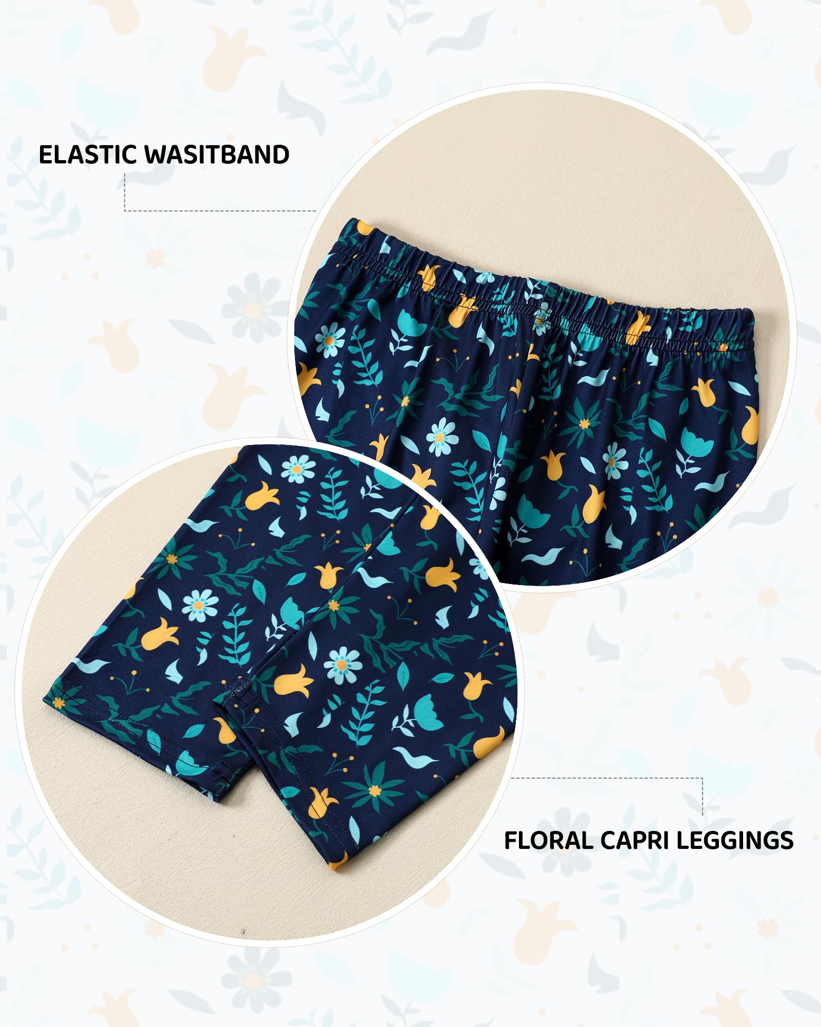 Toddler Girl Clothes 2-8Years Girls Outfit, Short Sleeve Ruffle Bowknot Top+Floral Capri Pants 2Pcs Spring Summer Set