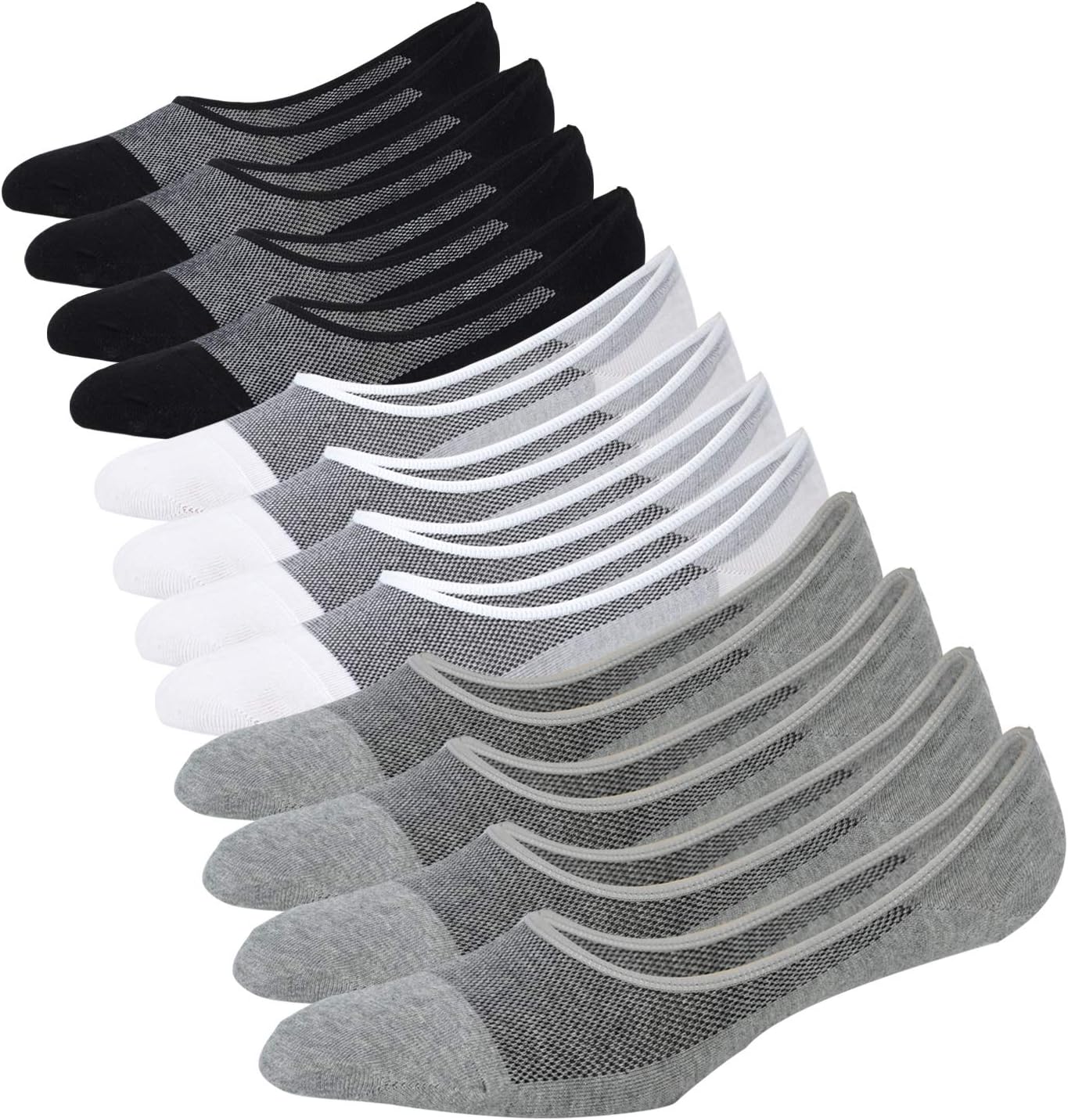 Genuine Mens No Show Socks, Loafer Sneakers Low Cut Cotton Socks With Non Slip Grips