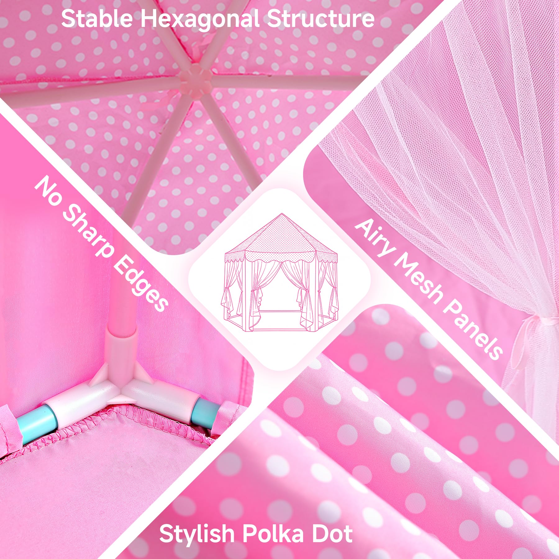Monobeach Princess Tent Girls Large Playhouse Kids Castle Play Tent with Star Lights Toy for Children Indoor and Outdoor Games, 55'' x 53'' (DxH)
