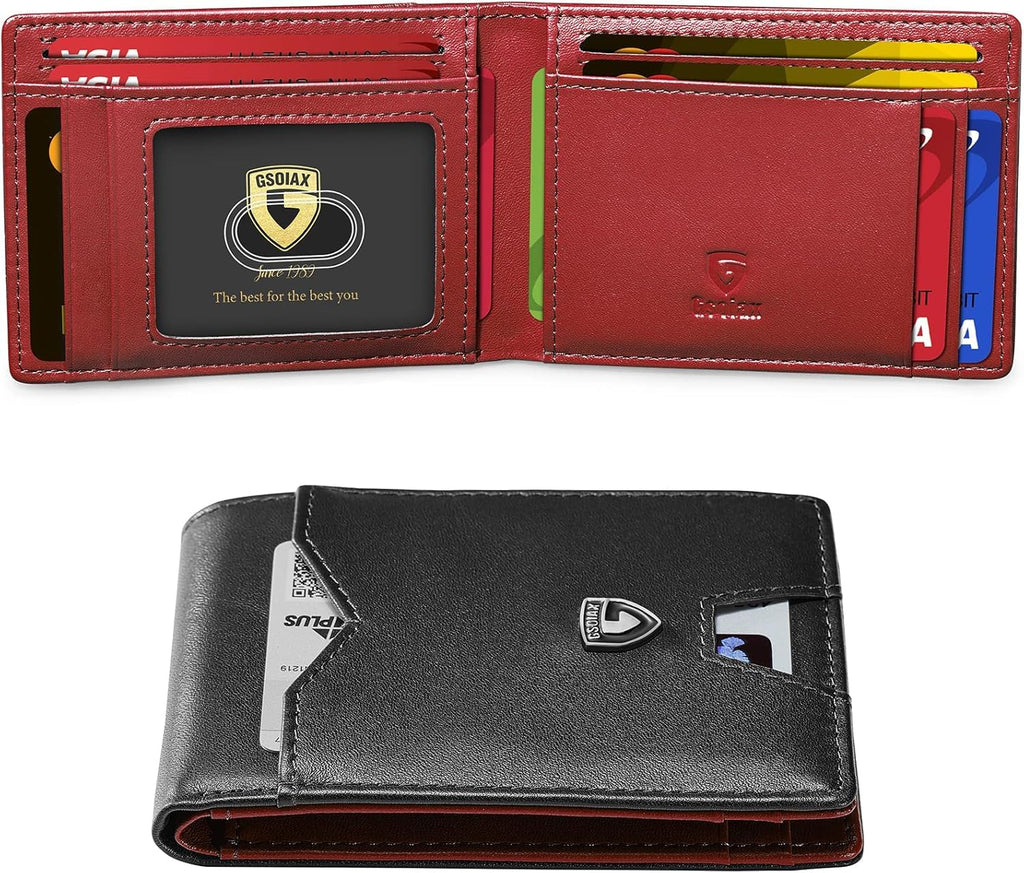 Slim Wallet for Men Rfid Blocking Leather Bifold Front Pocket Carbon Fiber Men's Money Clips Credit Card Holder With Gift Box