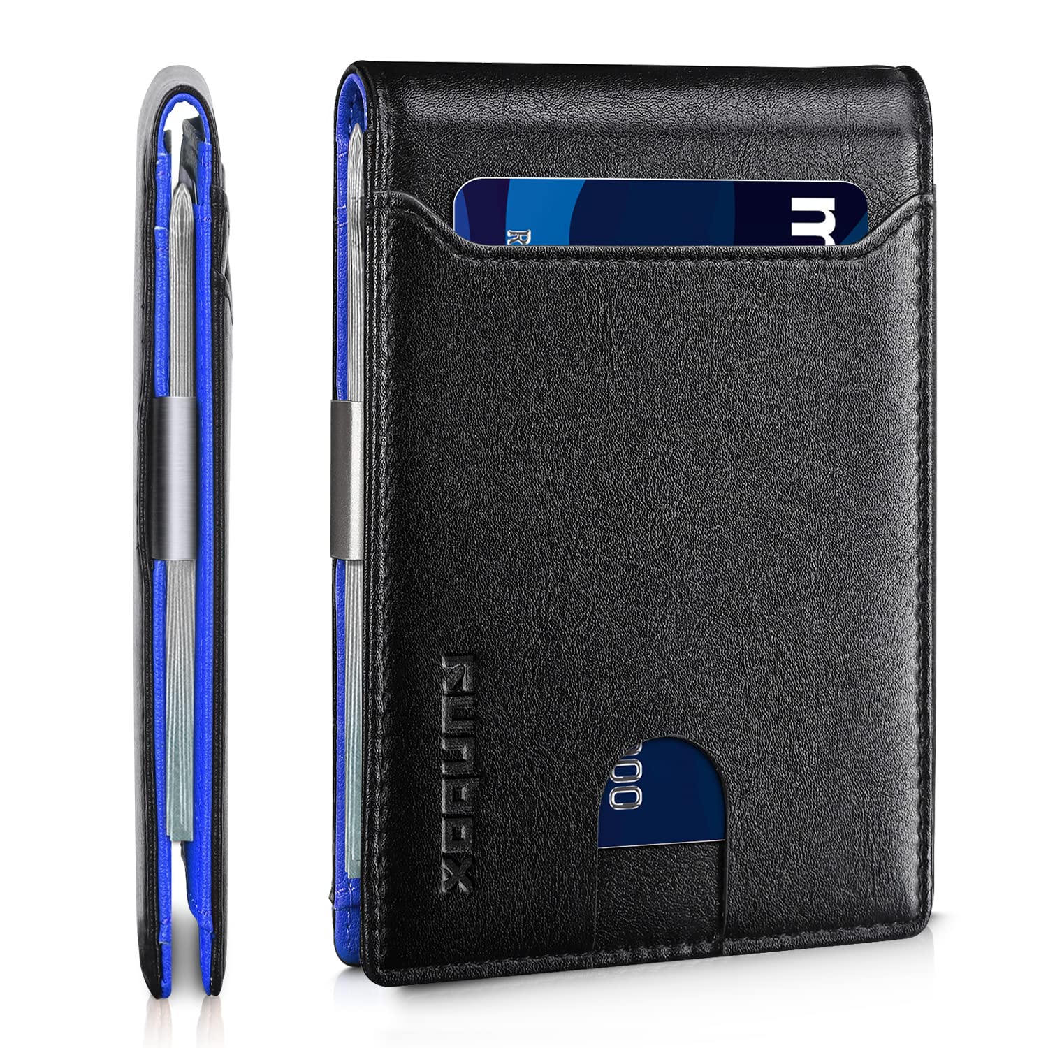 Slim Wallets for Men - Leather Money Clip Mens Wallet - RFID Blocking Front Pocket Bifold Wallet - Thin Credit Card Holder with Gift Box