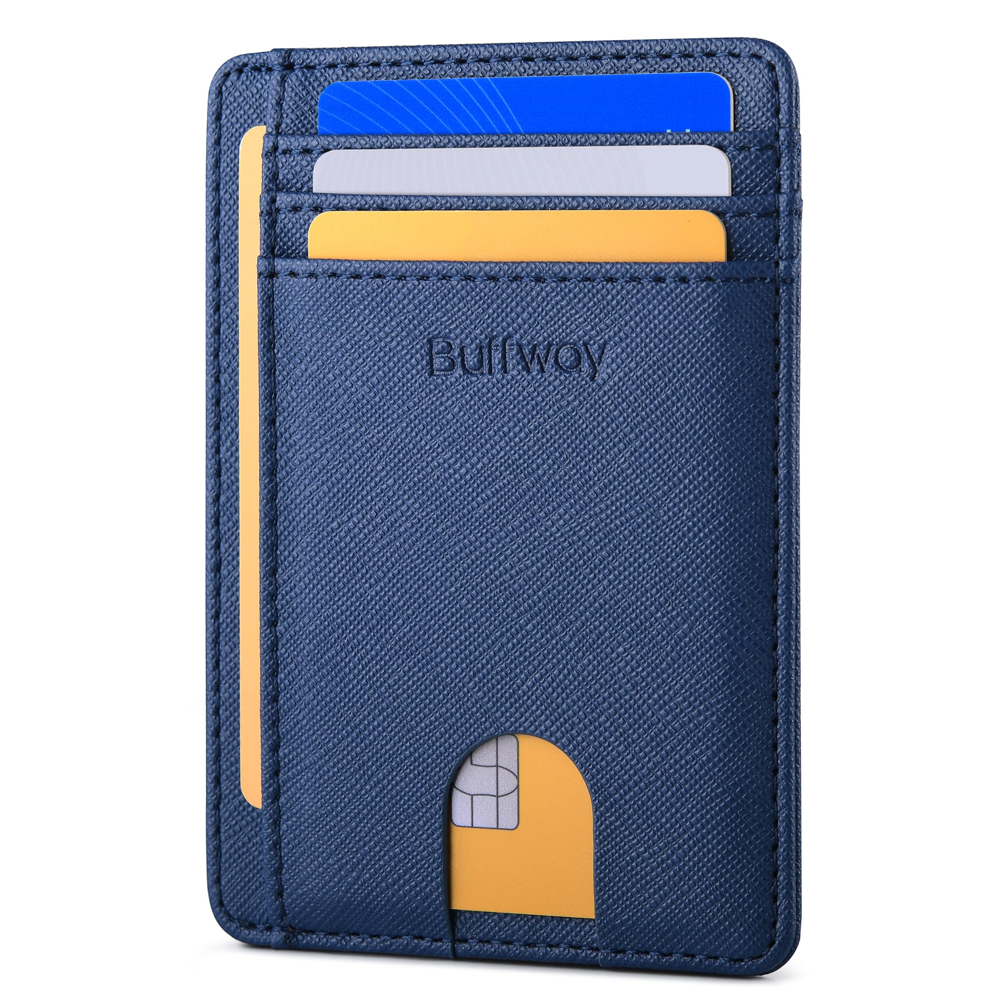 Slim Minimalist Front Pocket RFID Blocking Leather Wallets for Men and Women - Carbon Fiber Black
