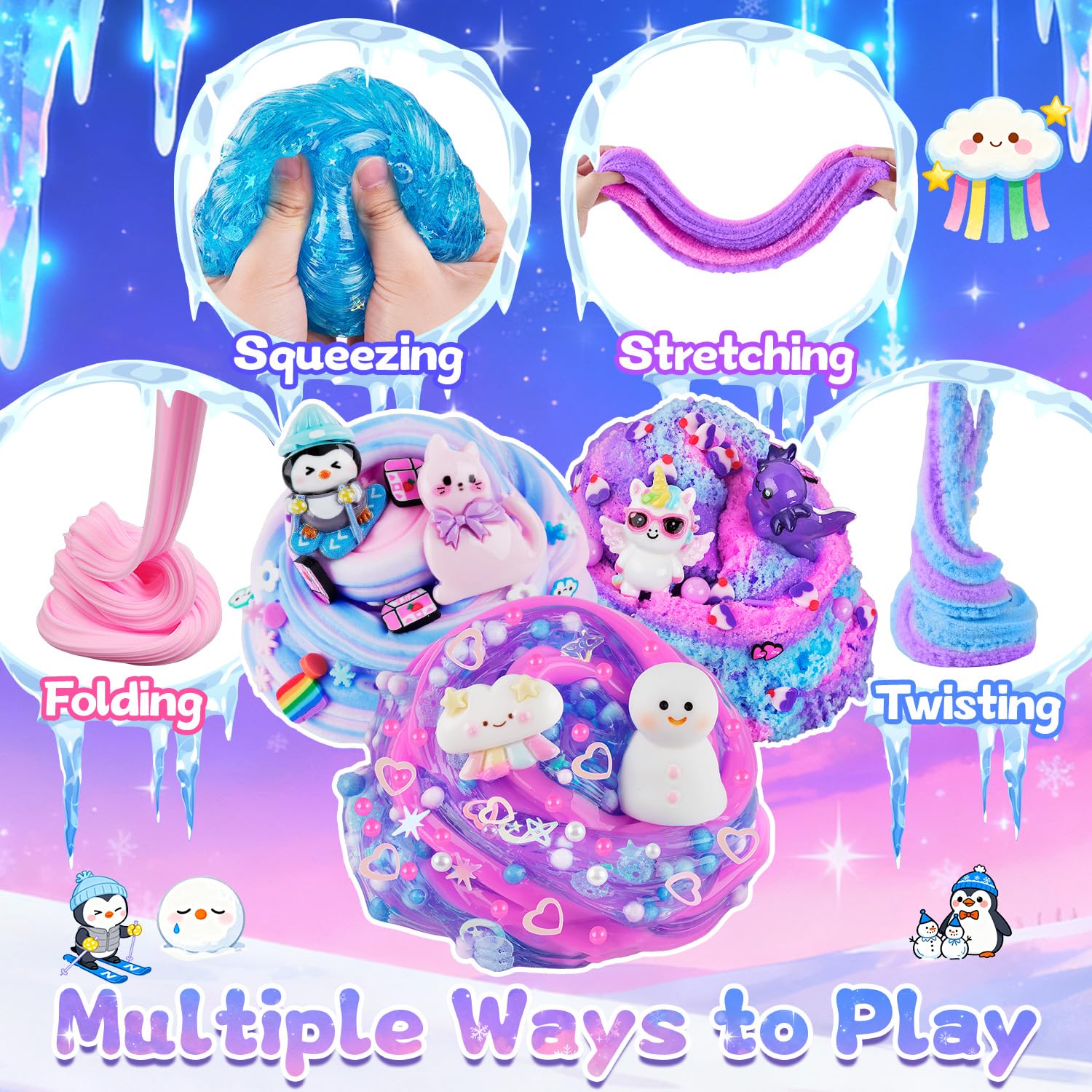 6 Pack Slimes, Pink Slime Kids, Cloud Slime kit for Girls Ages 8-12, Toys for Girls and Boys, for Kids Slime Set Party kit Goodie Bag Stuffers, 4 5 6 7 8 9 10 Year Old Girl Birthday Gift Cute Stuff