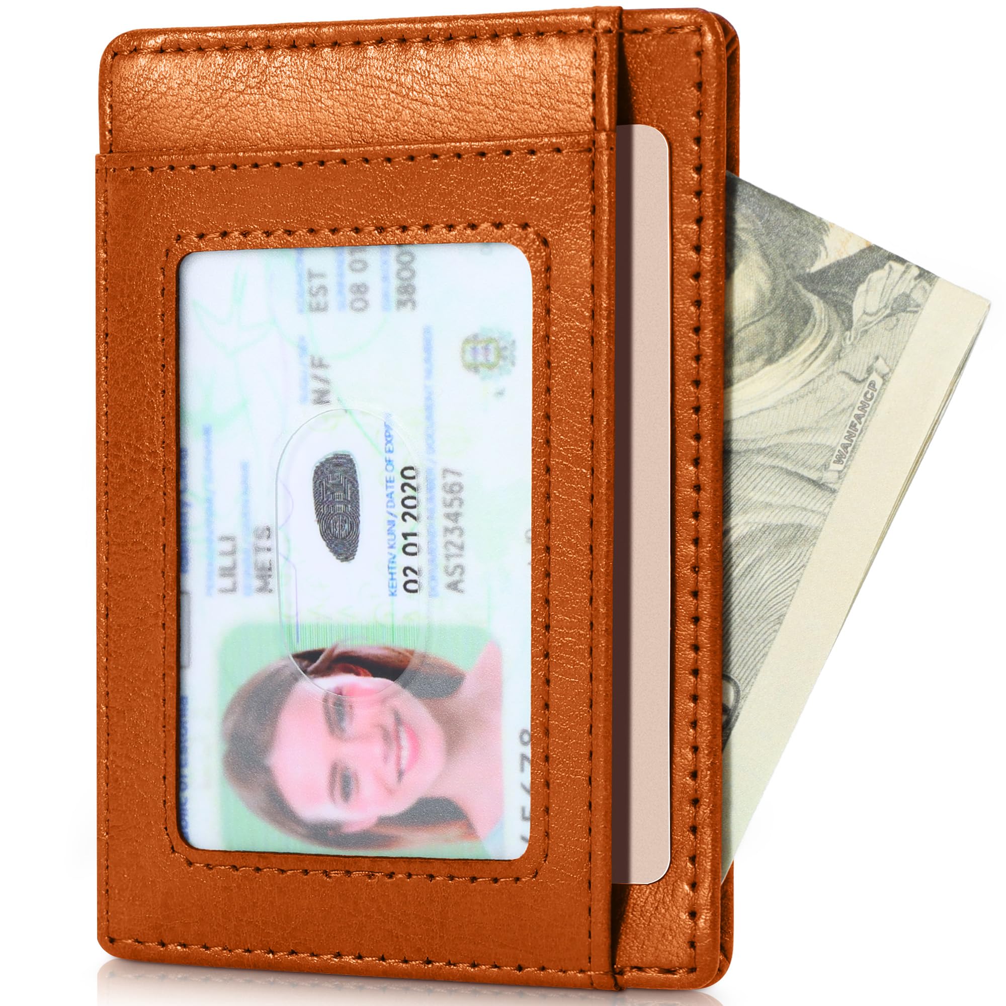 Slim Wallet Front Pocket Minimalist Leather RFID Blocking Medium Size
