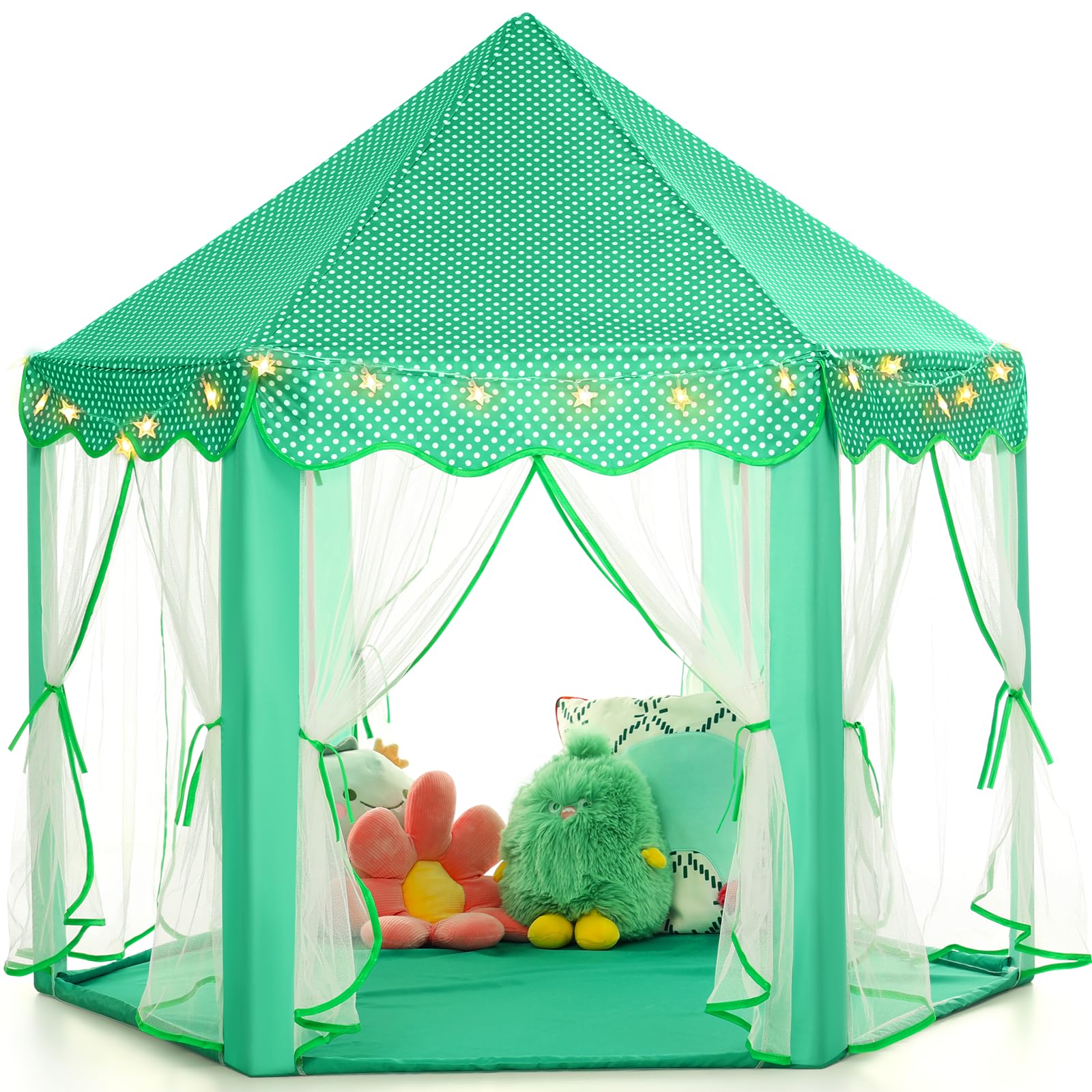 Monobeach Princess Tent Girls Large Playhouse Kids Castle Play Tent with Star Lights Toy for Children Indoor and Outdoor Games, 55'' x 53'' (DxH)