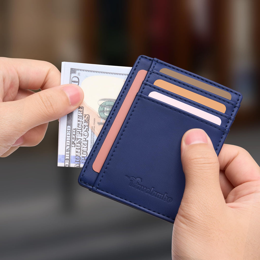 Slim Wallet Front Pocket Minimalist Leather RFID Blocking Medium Size