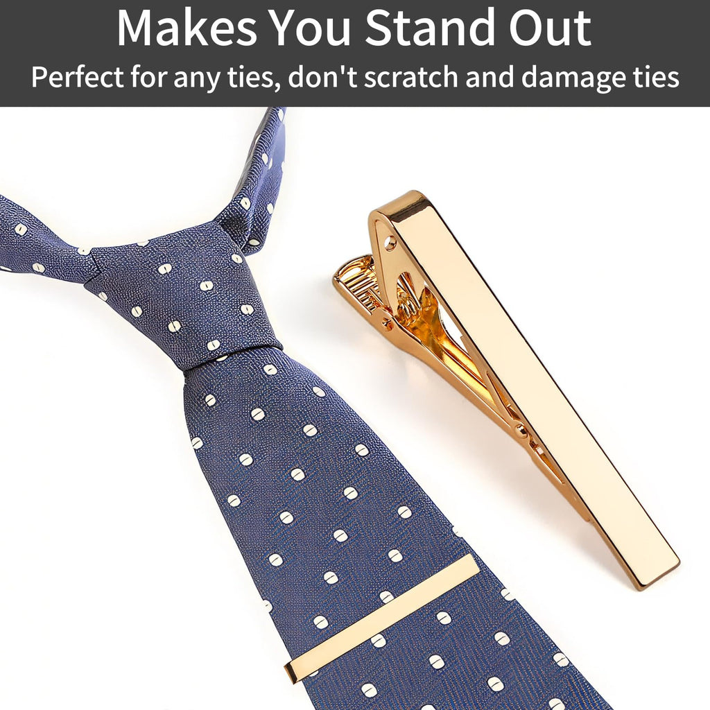 6 Pcs Tie Clips for Men, Classic Shiny & Glossy Tie Bar, Ideal for Father, Husband, Boyfriend, Business, Wedding, Tie Pins with Gift Box