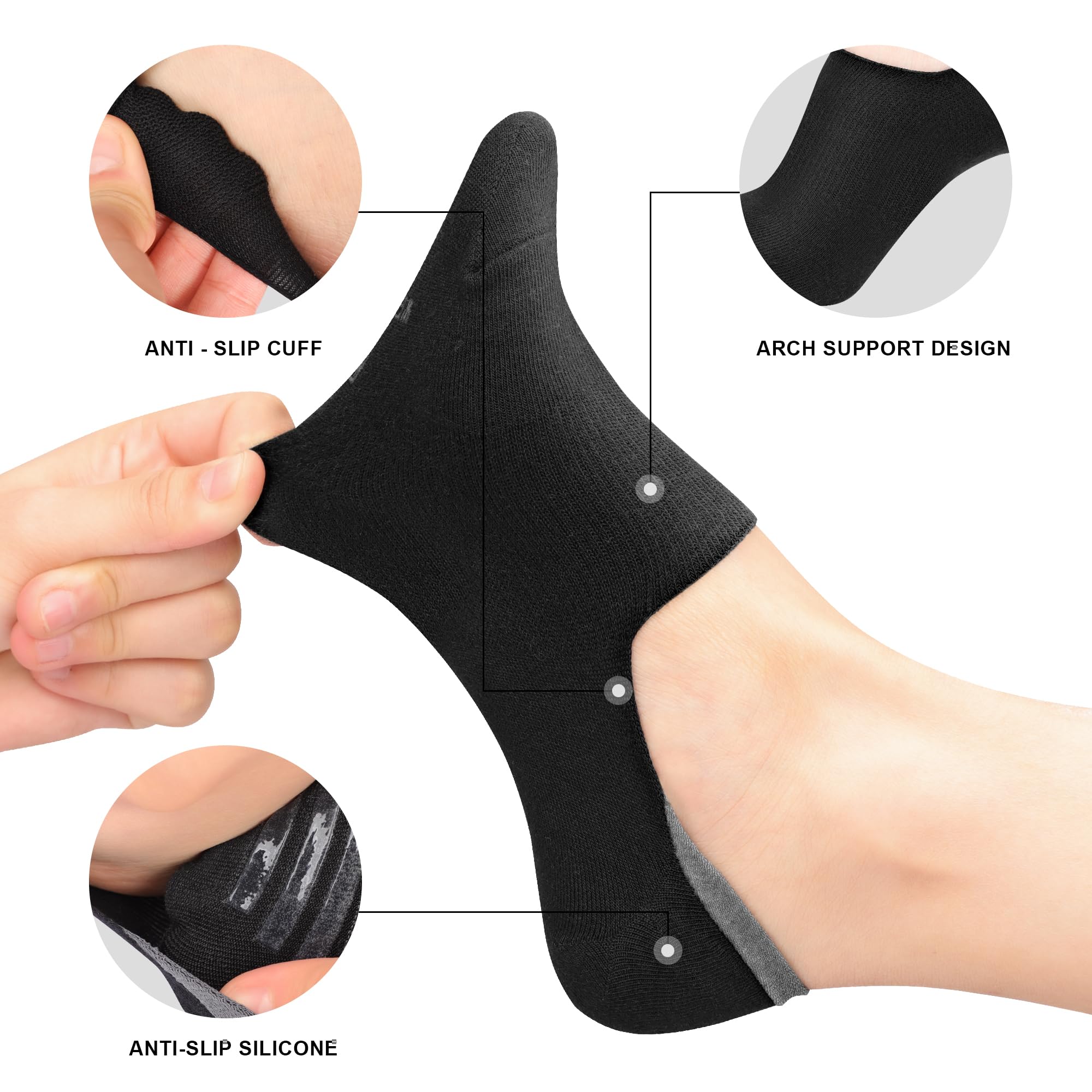 No Show Socks Women Low Socks Non Slip Flat Boat Line 4/8 Pairs