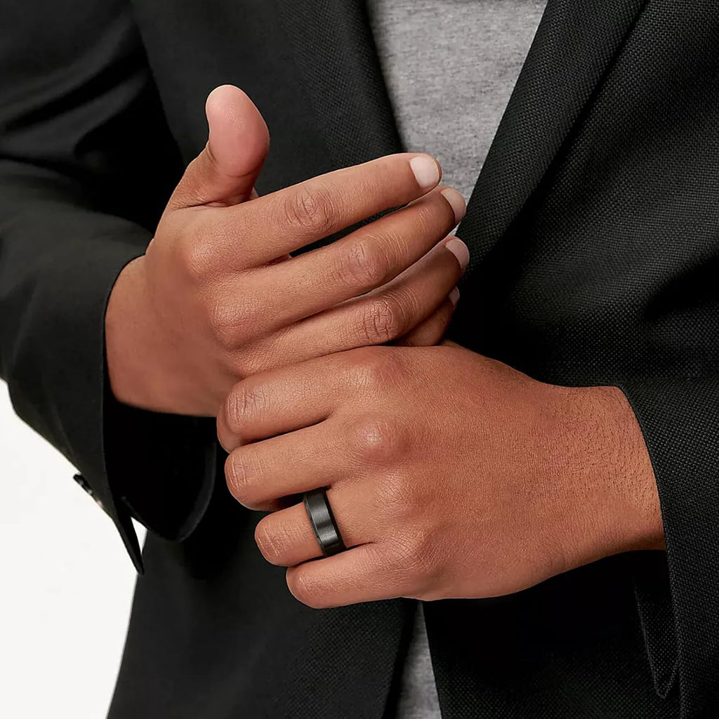 Stainless Steel Rings for Men Women 8MM Wedding Band Rings Matte Surface - Beveled Polished Edge Mens Ring Size 6-14