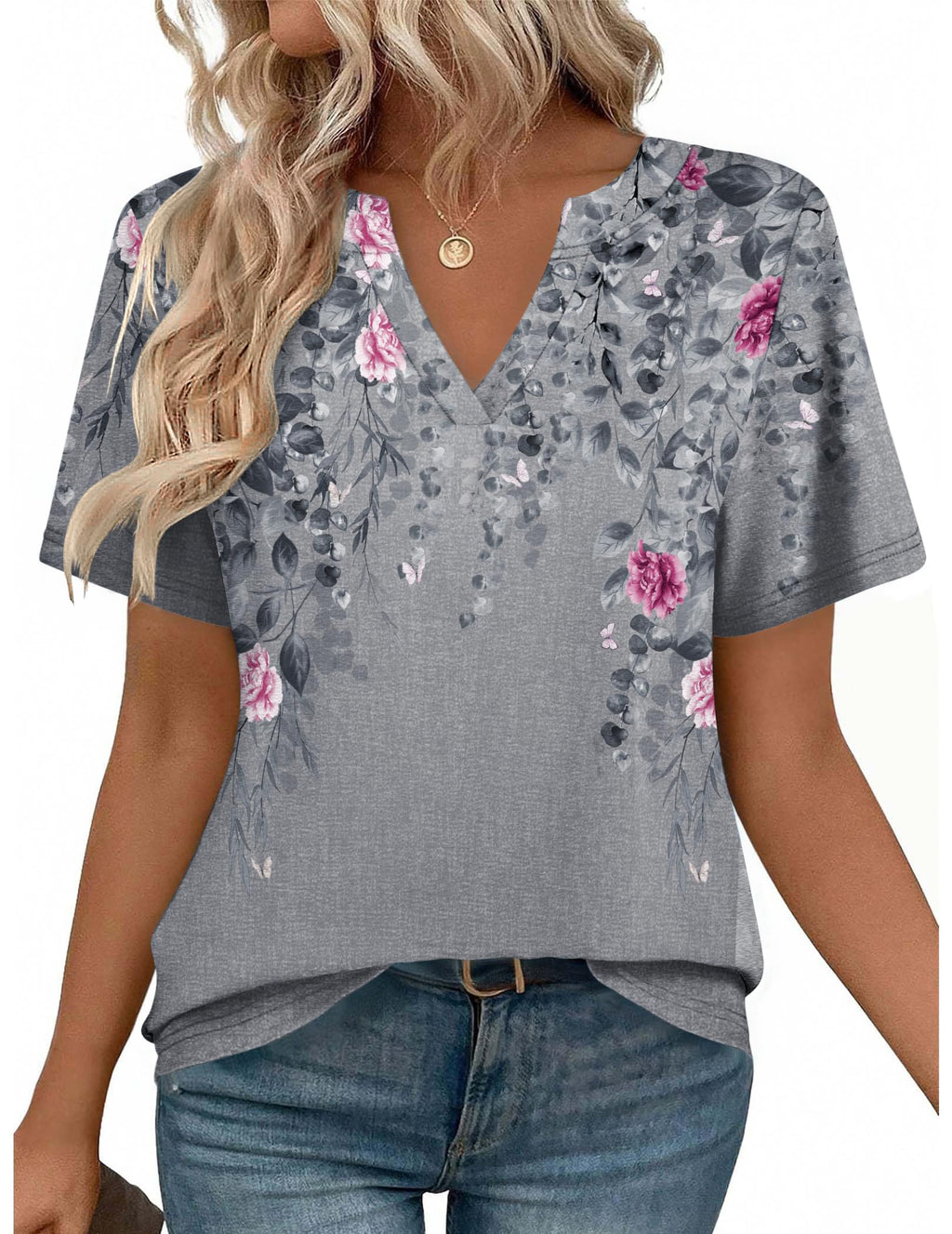 Zeagoo Womens Tops Short Sleeve V Neck Tee Shirts Cute Dressy Casual Clothing Business Work Blouse