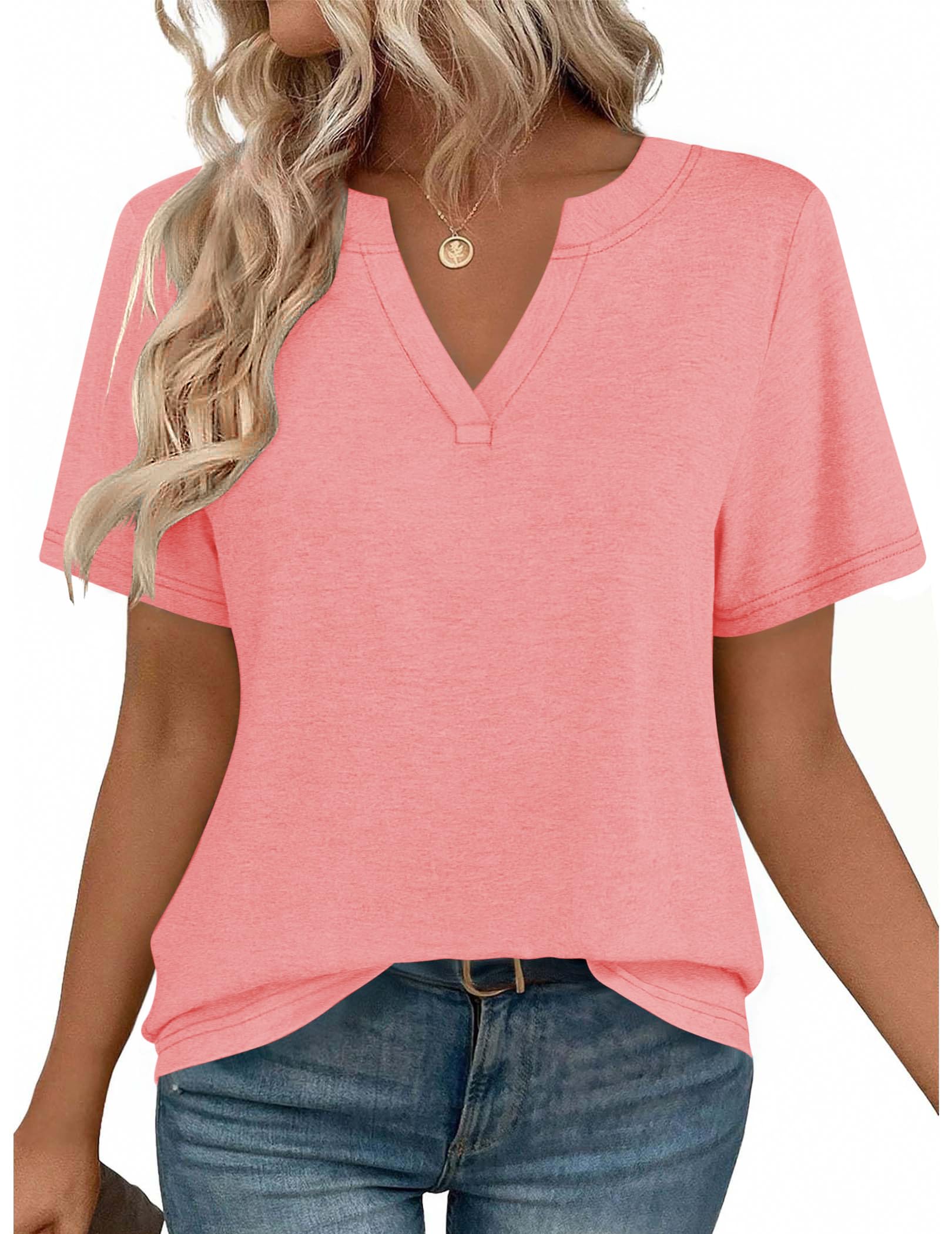 Zeagoo Womens Tops Short Sleeve V Neck Tee Shirts Cute Dressy Casual Clothing Business Work Blouse