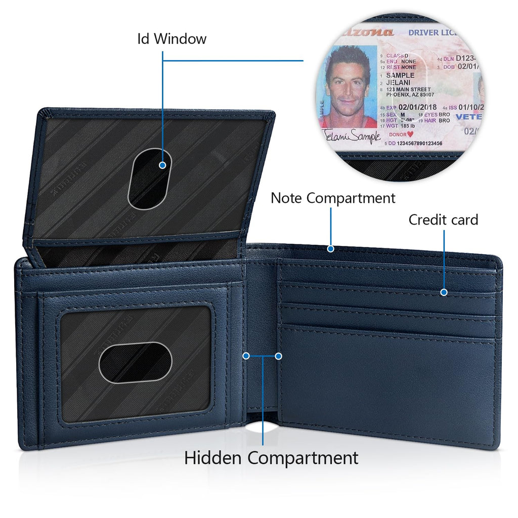 Wallet for Men -Slim Rfid Leather Mens Bifold Novelty Wallets 2 ID Window With Gift Box Men's Accessories | Slim