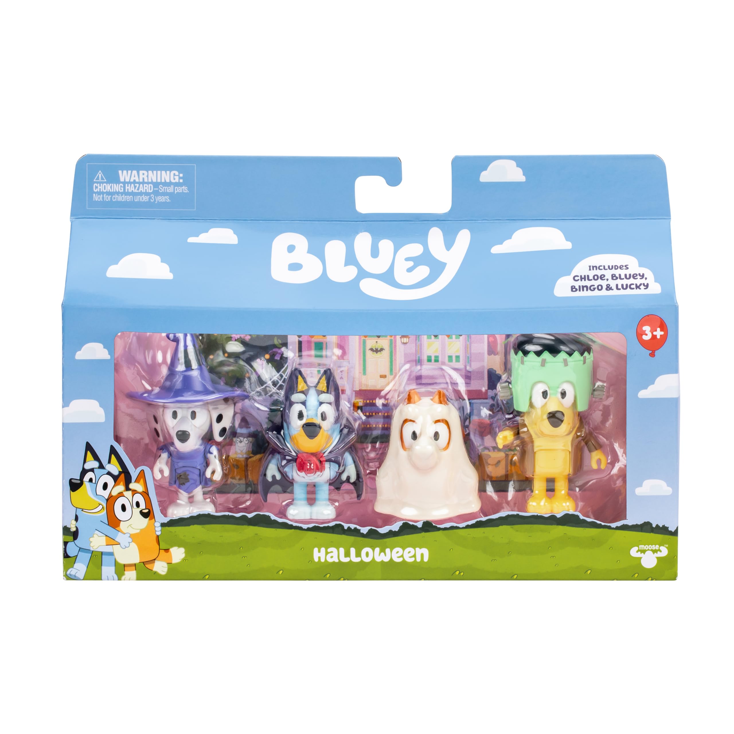 Bluey Family Figure Pack of 4, Robust Poseable Character Toys with Bingo, Chilli, and Bandit Figures, Toddler-Sized Animal Figurines for Kids Ages 3+
