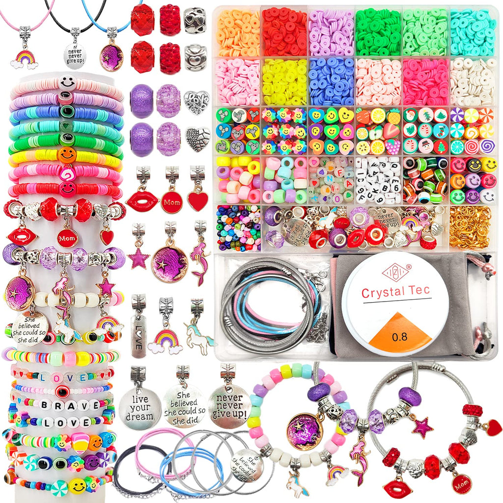 leitait Girls Toys Bracelet Making Kit -3400pcs Charm Jewelry Making Kit Supplies,Unicorn/Mermaid Crafts Birthday Christmas Gifts for Girls Ages 5 6 7 8 9 10 11 12 Years Old