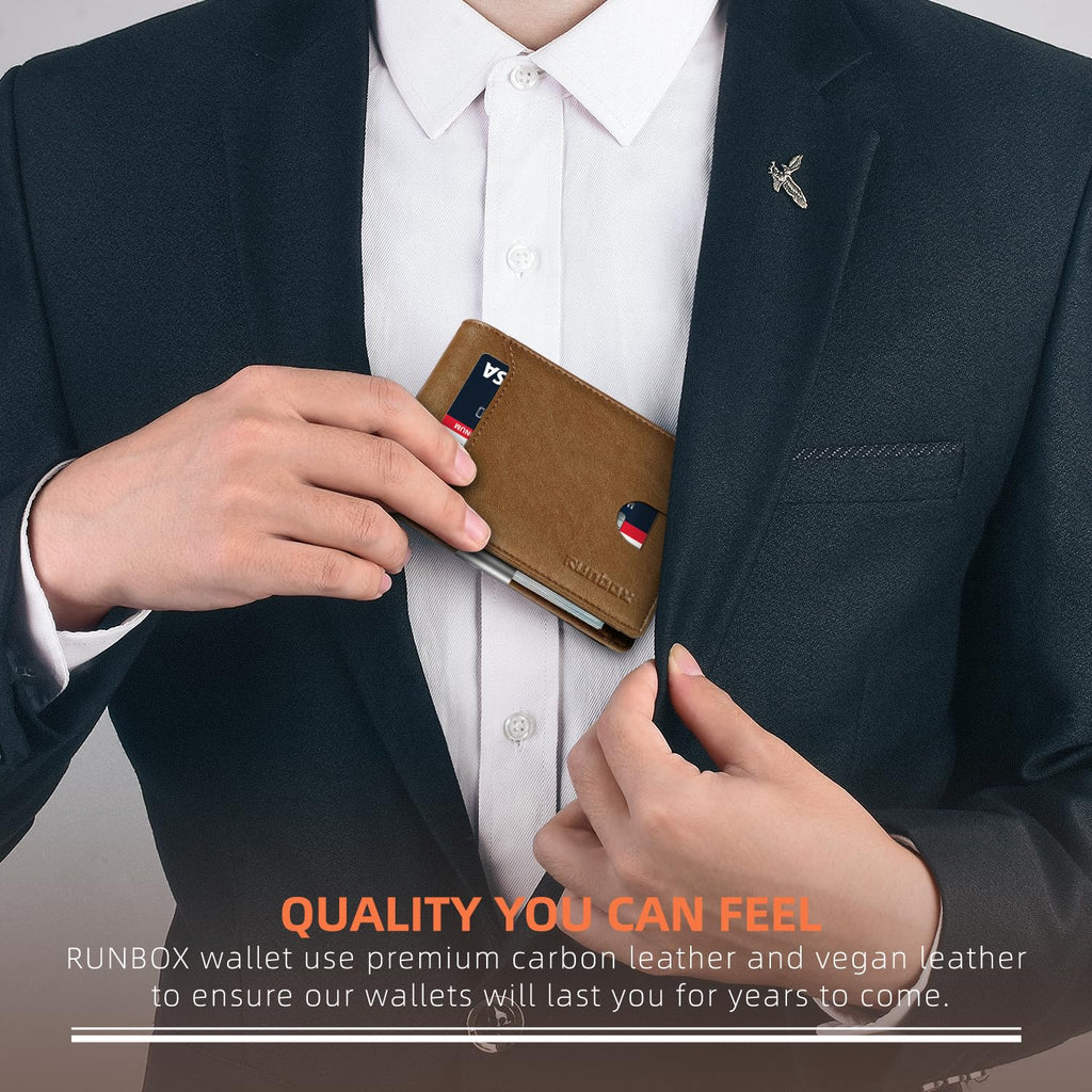 Slim Wallets for Men - Leather Money Clip Mens Wallet - RFID Blocking Front Pocket Bifold Wallet - Thin Credit Card Holder with Gift Box