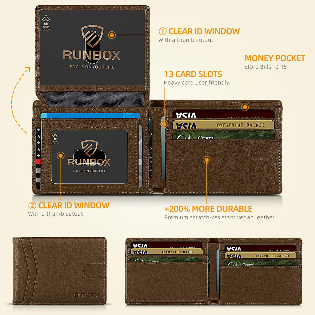 Wallet for Men -Slim Rfid Leather Mens Bifold Novelty Wallets 2 ID Window With Gift Box Men's Accessories | Slim
