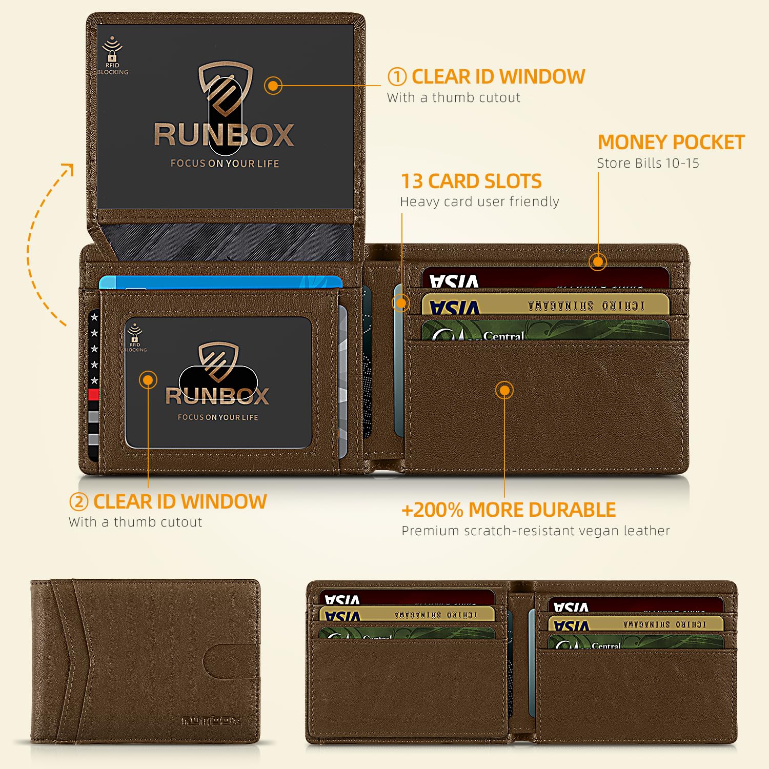 Wallet for Men -Slim Rfid Leather Mens Bifold Novelty Wallets 2 ID Window With Gift Box Men's Accessories | Slim