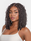 13x5 HD Lace Front Wig Boho Knot Twist Bob Wig 12 Inch Glueless Synthetic Wig Boho Locs Braided Wig for Black Women Pre-Cut Ready to Go Natural Black