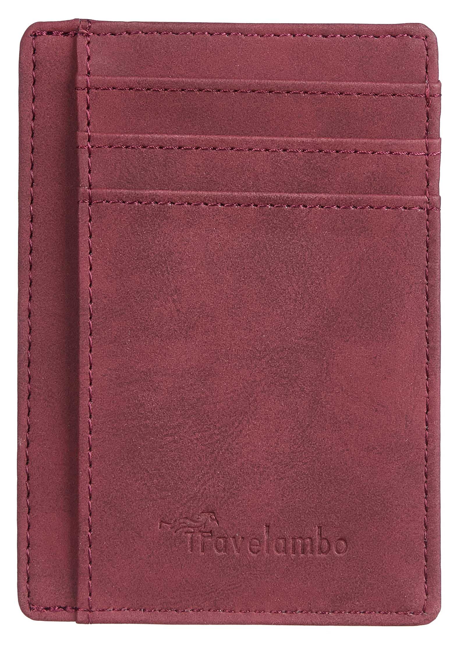 Slim Wallet Front Pocket Minimalist Leather RFID Blocking Medium Size