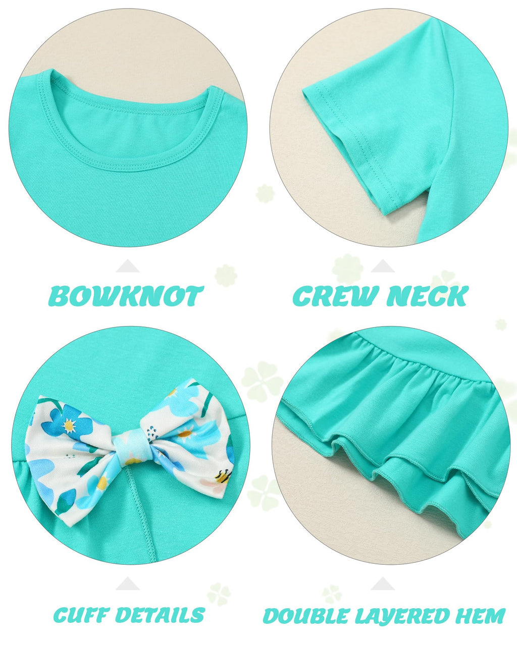Toddler Girl Clothes 2-8Years Girls Outfit, Short Sleeve Ruffle Bowknot Top+Floral Capri Pants 2Pcs Spring Summer Set