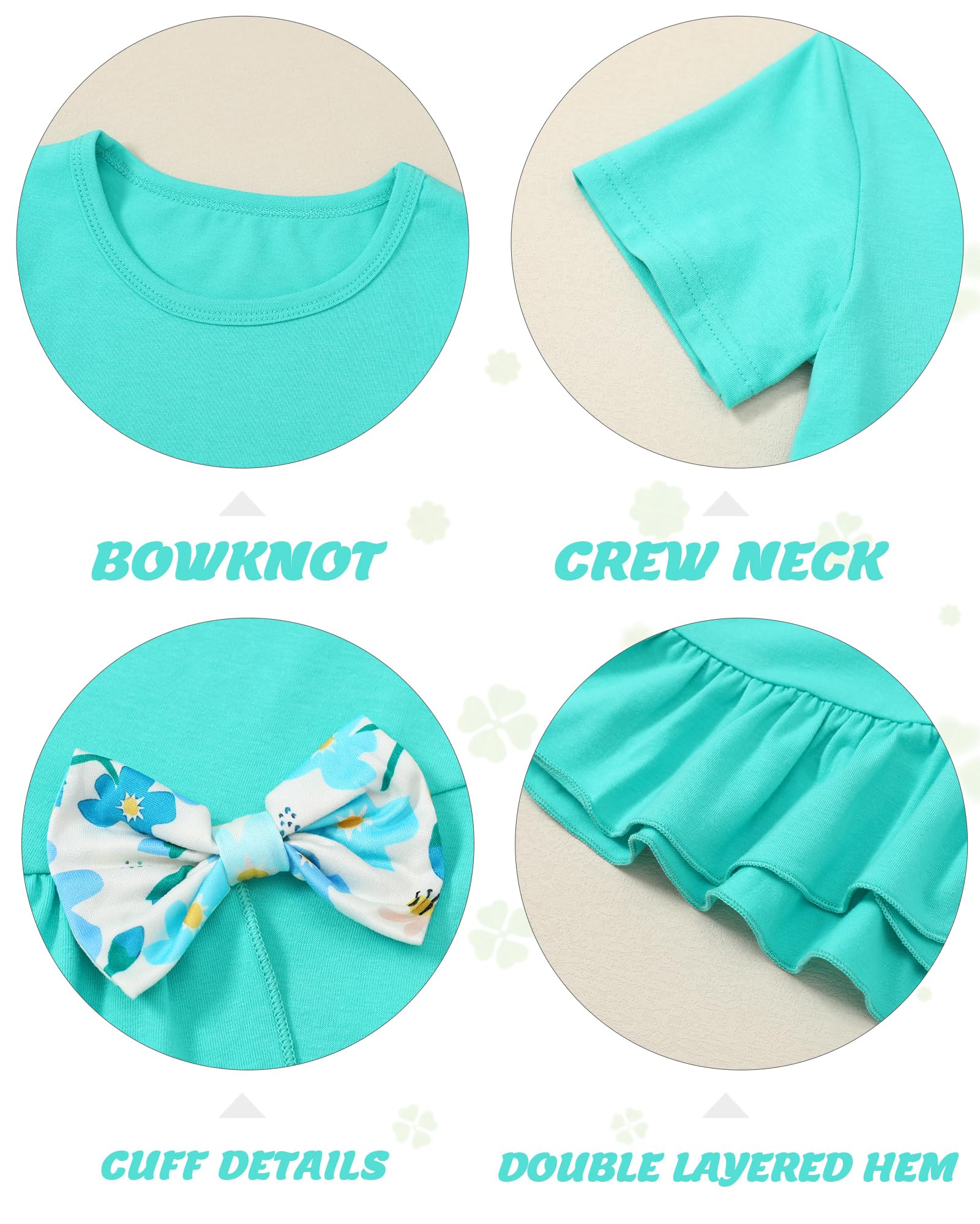 Toddler Girl Clothes 2-8Years Girls Outfit, Short Sleeve Ruffle Bowknot Top+Floral Capri Pants 2Pcs Spring Summer Set