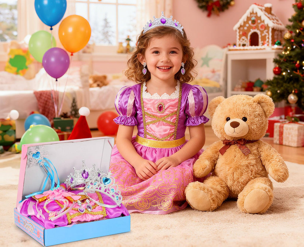 LIMIROLER Princess Dress Up Clothes for Little Girl Role Play Costume Gift Set Princess Dress Up Toys for Toddler Girls