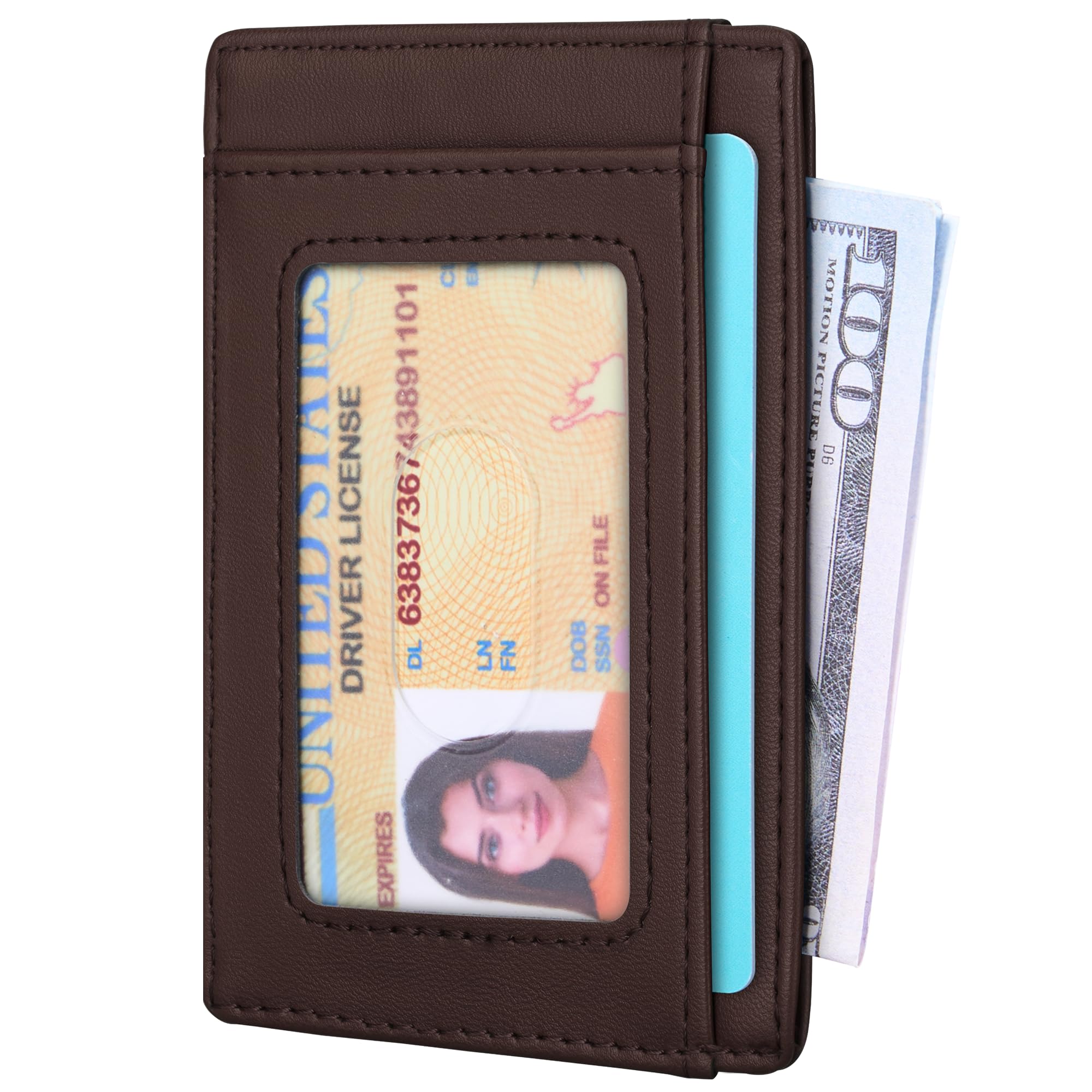 Slim Wallet Front Pocket Minimalist Leather RFID Blocking Medium Size