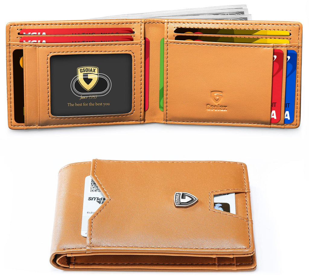 Slim Wallet for Men Rfid Blocking Leather Bifold Front Pocket Carbon Fiber Men's Money Clips Credit Card Holder With Gift Box