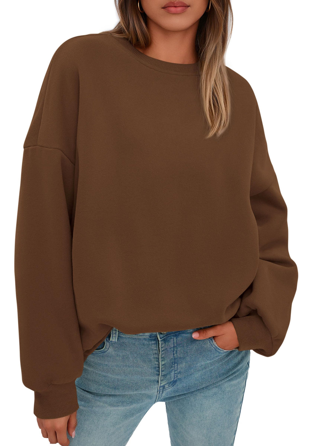 Sweatshirt for Women Oversized Crewneck Long Sleeve Pullover Fleece Top 2026 Fall Winter Fashion Outfits Clothes