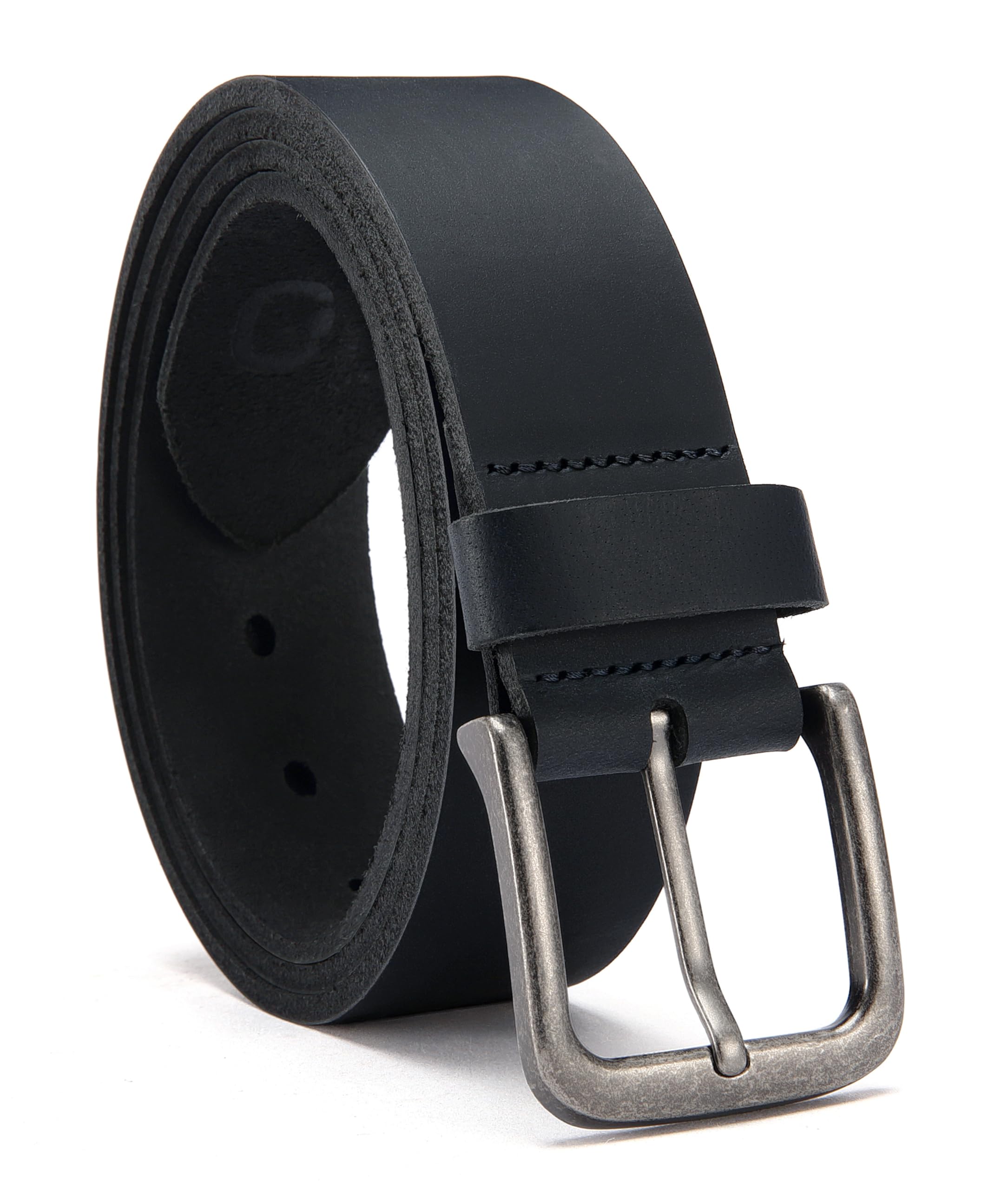 Mens Belts Casual for Jeans - Full-Grain Leather, Durable Cowhide | Solid Buckle, Classic Style, Handmade, Daily Wear, Gift Box