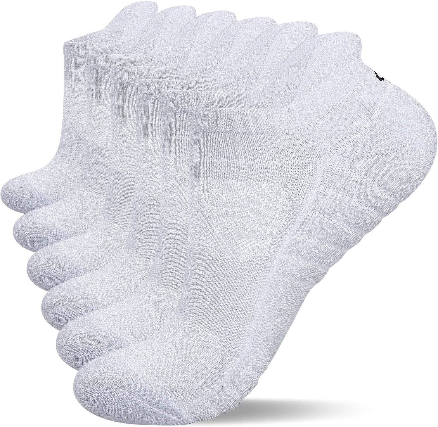 Athletic Running Ankle Socks, Low Cut Cushioned Anti-Blister Tab Sports Socks Men Women 6Pairs