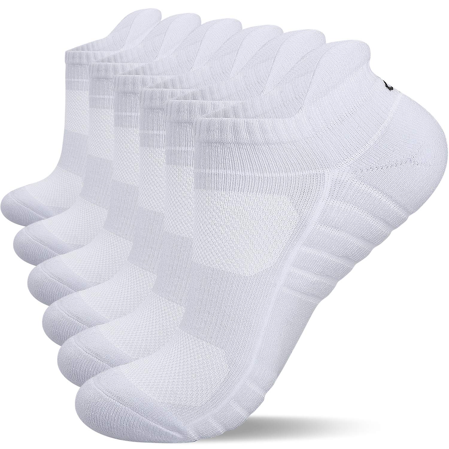Athletic Running Ankle Socks, Low Cut Cushioned Anti-Blister Tab Sports Socks Men Women 6Pairs