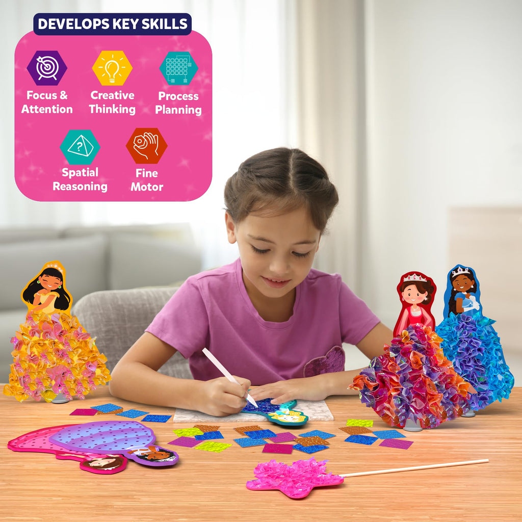 Skillmatics Poke-in Art - Magical Princesses, Mess-Free Fun for Kids, DIY Wood Craft Kits, Creative Activity, Gifts for Girls & Boys Ages 4, 5, 6, 7, 8, 9