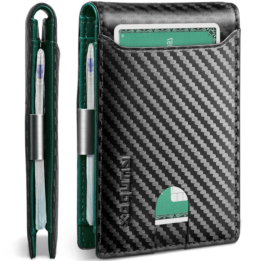 Slim Wallets for Men - Leather Money Clip Mens Wallet - RFID Blocking Front Pocket Bifold Wallet - Thin Credit Card Holder with Gift Box