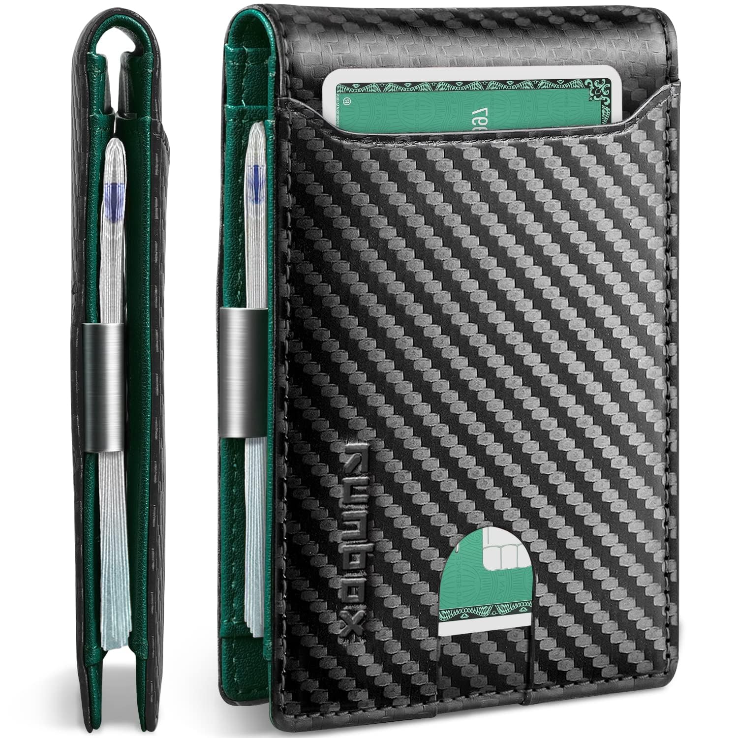 Slim Wallets for Men - Leather Money Clip Mens Wallet - RFID Blocking Front Pocket Bifold Wallet - Thin Credit Card Holder with Gift Box