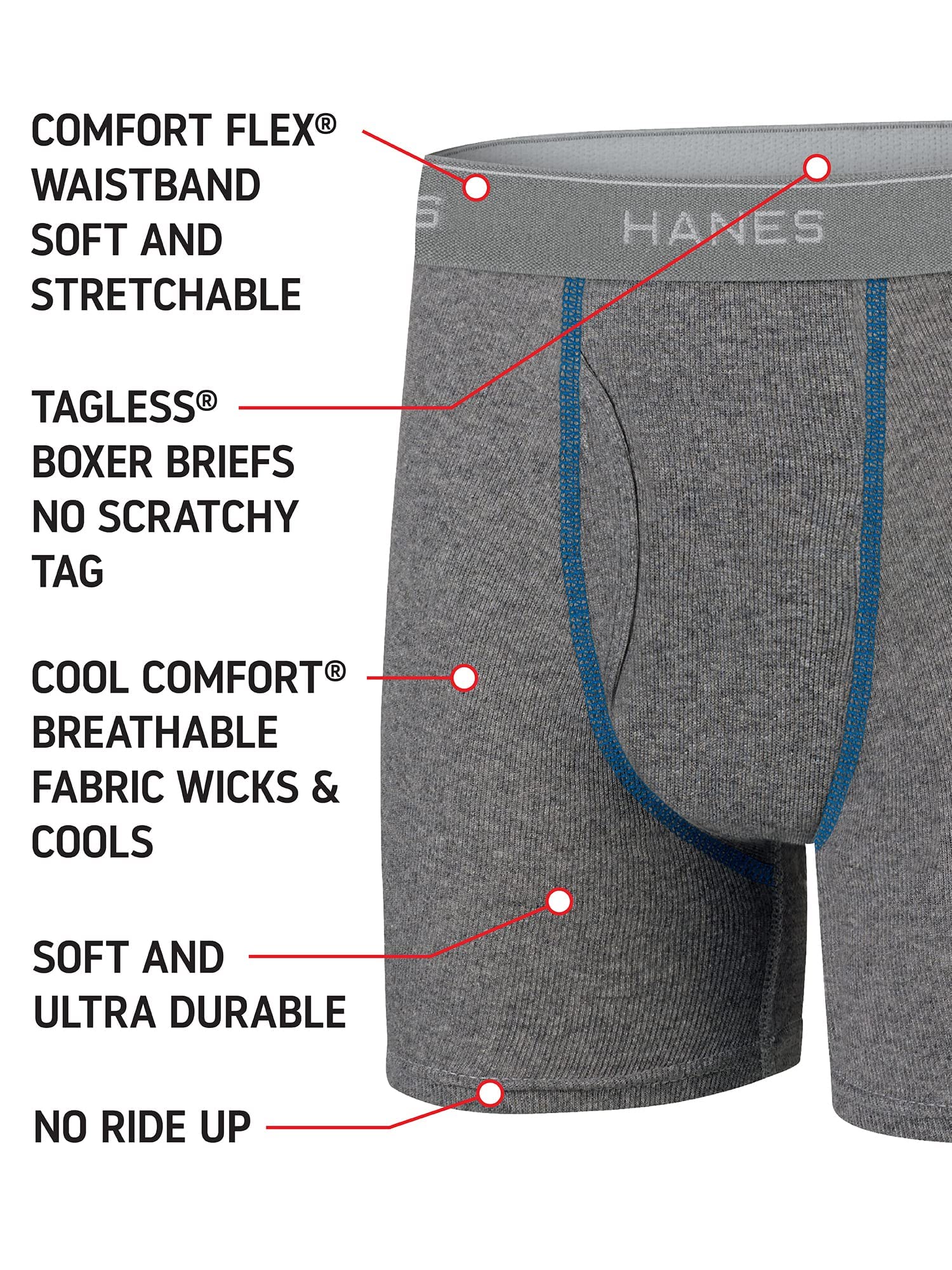 Hanes Boys' Underwear, Boxer Briefs for Boys and Toddlers, Soft Cotton, 7 and 10 Packs