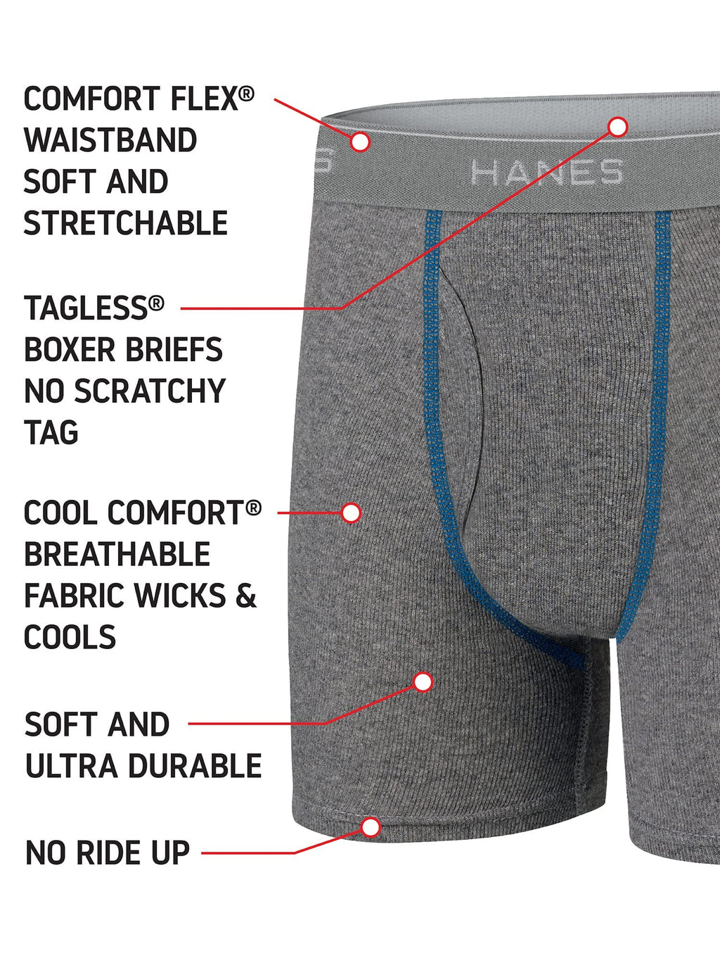 Hanes Boys' Underwear, Boxer Briefs for Boys and Toddlers, Soft Cotton, 7 and 10 Packs