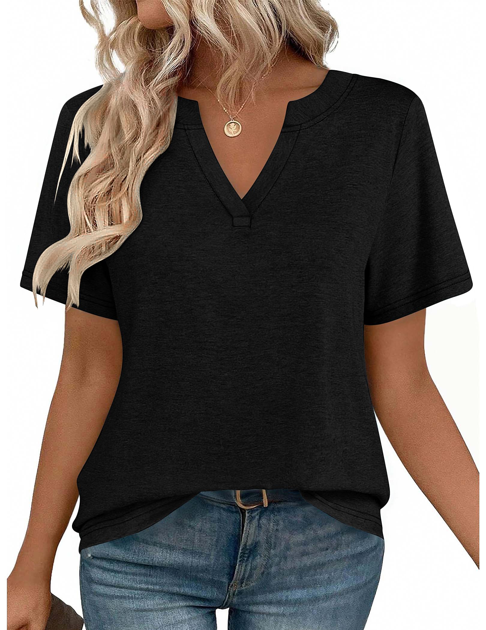 Zeagoo Womens Tops Short Sleeve V Neck Tee Shirts Cute Dressy Casual Clothing Business Work Blouse