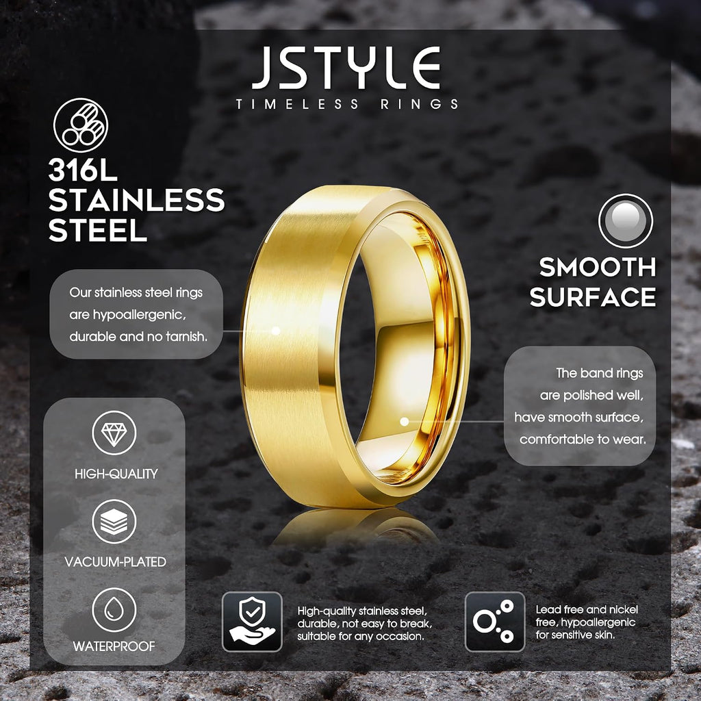 Stainless Steel Rings for Men Women 8MM Wedding Band Rings Matte Surface - Beveled Polished Edge Mens Ring Size 6-14