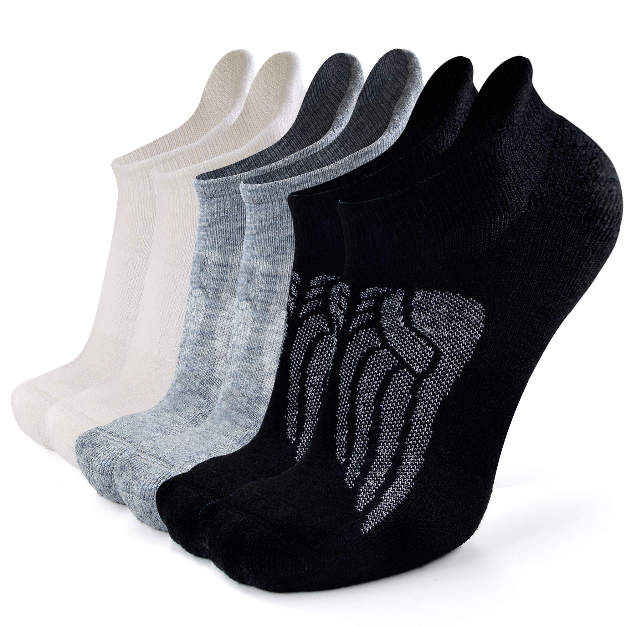 Merino Wool Compression Support Ankle Running Hiking Socks for Men Women, Soft Thick Cushion Tab Socks 3/6 Pairs