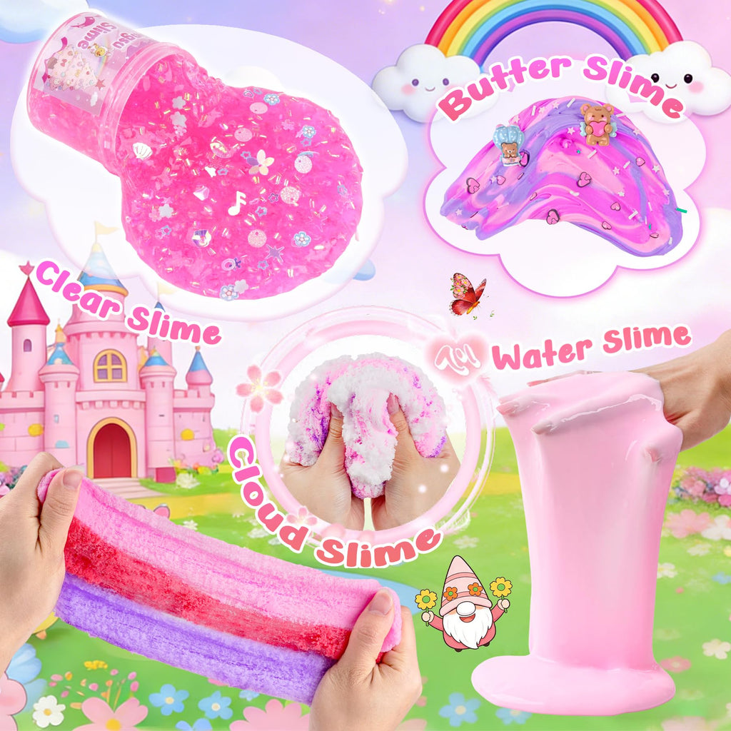 6 Pack Slimes, Pink Slime Kids, Cloud Slime kit for Girls Ages 8-12, Toys for Girls and Boys, for Kids Slime Set Party kit Goodie Bag Stuffers, 4 5 6 7 8 9 10 Year Old Girl Birthday Gift Cute Stuff