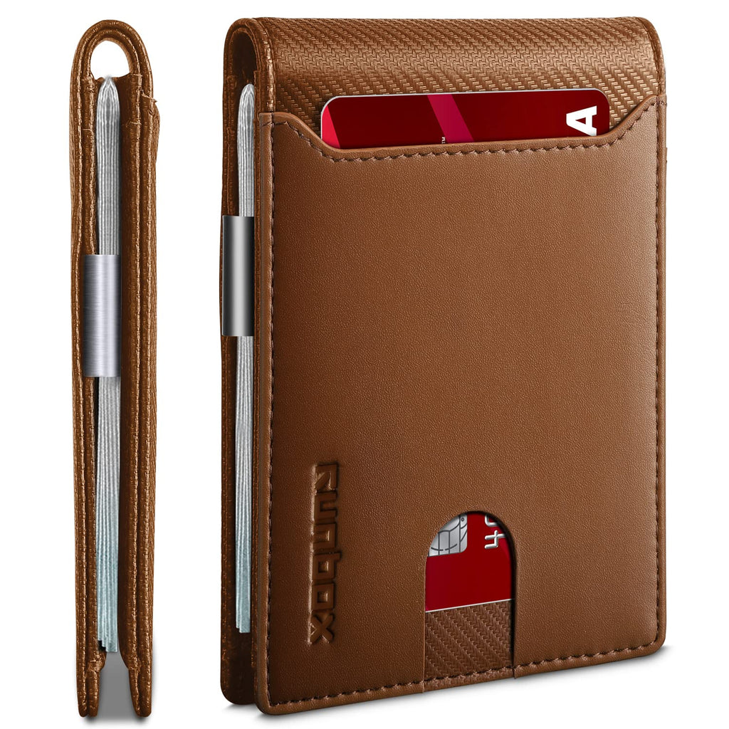 Slim Wallets for Men - Leather Money Clip Mens Wallet - RFID Blocking Front Pocket Bifold Wallet - Thin Credit Card Holder with Gift Box