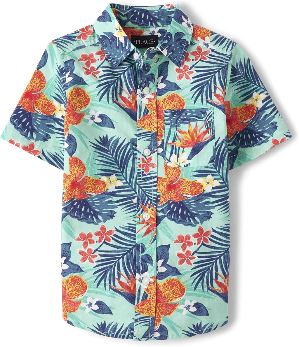 The Children's Place boys Short Sleeve Button Up Shirt