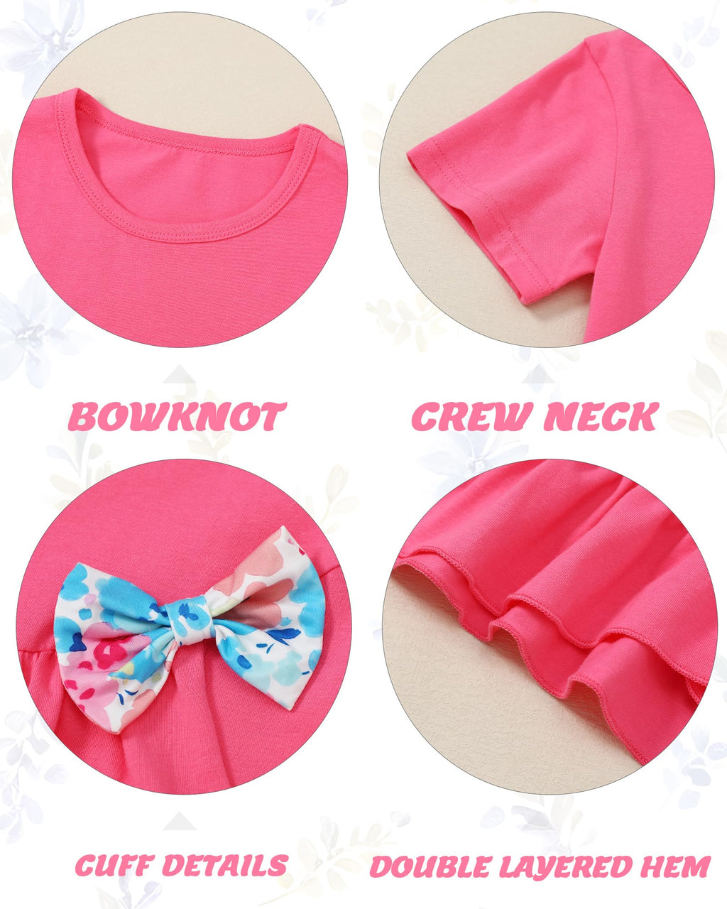 Toddler Girl Clothes 2-8Years Girls Outfit, Short Sleeve Ruffle Bowknot Top+Floral Capri Pants 2Pcs Spring Summer Set