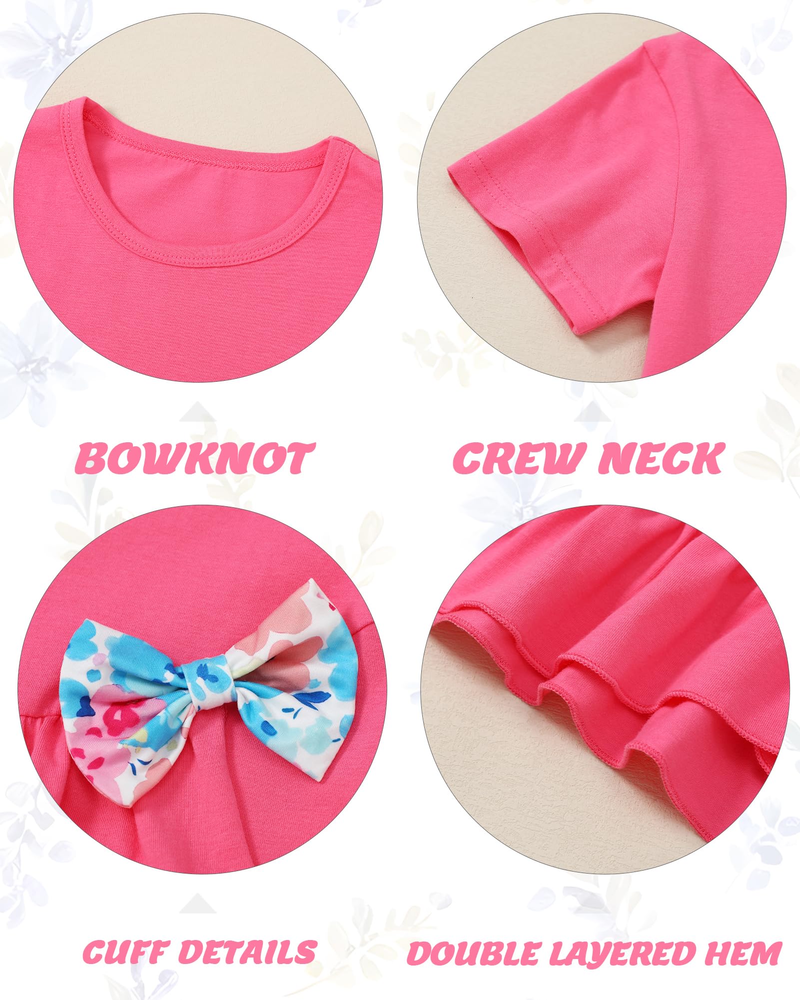 Toddler Girl Clothes 2-8Years Girls Outfit, Short Sleeve Ruffle Bowknot Top+Floral Capri Pants 2Pcs Spring Summer Set