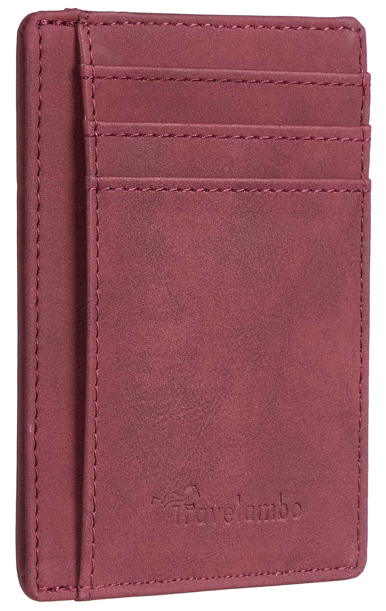 Slim Wallet Front Pocket Minimalist Leather RFID Blocking Medium Size
